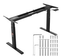 VEVOR Telaio per Scrivania in Piedi Doppio Motore, Altezza Regolabile 65-129 cm Lunghezza 110-178 cm Gambe per Scrivania Elettriche per Computer, per Ufficio a Casa 3 Posizioni Solo Telaio, Nero