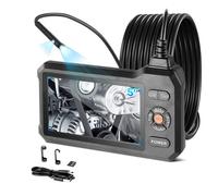 VEVOR Telecamera Endoscopica a Doppia Lente con Luce, Endoscopio Industriale con Sonda Sottile da 5,5 mm, Schermo IPS HD da 5'', Zoom 8x, Cavo Impermeabile IP67 da 5 m, per Ispezione Auto e Idraulica