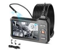 VEVOR Telecamera Endoscopica a Doppia Lente con Luce, Endoscopio Industriale con Sonda Sottile da 5,5 mm, Schermo IPS HD da 5'', Zoom 8x, Cavo Impermeabile IP67 da 5 m, per Ispezione Auto e Idraulica