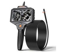 VEVOR Telecamera Endoscopica Articolata a Doppia Lente con Luce, Rotazione a 360°, Schermo IPS HD da 5'', Funzione Schermo Diviso, Zoom 8x, Cavo Impermeabile IP67 da 5 m, per Settore Auto e Idraulica