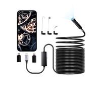 VEVOR Telecamera endoscopica 1920P Endoscopio per tubi, cavo semirigido 15 m, 8 LED, Zoom 2X, IP67