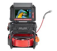 VEVOR Telecamera per Fognatura 50 m Telecamera per Scarichi Autolivellante, Schermo Tattile 256,54 mm Trasmettitore 512 Hz e Contatore di Distanza, Telecamera Idraulica a Serpente IP67 con Luci-12 LED