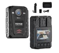 VEVOR Telecamera per Corpo della Polizia HD 1440P, 128 GB Audio Video, Batteria Integrata da 3500 mAh, LCD 5 cm, Visione Notturna Infrarossi, Telecamera Corpo Personale Impermeabile Forze dell'Ordine