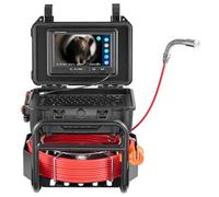 VEVOR Telecamera per Fognatura 30 m Telecamera per Scarichi Autolivellante con Trasmettitore 512 Hz Contatore di Distanza, Schermo da 228,6 mm Telecamera Idraulica HD 1080P a Serpente con Luce-12 LED