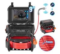 VEVOR Telecamera per Fognatura 30 m Telecamera per Scarichi Autolivellante con Trasmettitore 512 Hz Contatore di Distanza, Schermo da 228,6 mm Telecamera Idraulica HD 1080P a Serpente con Luce-12 LED