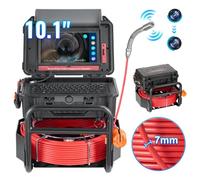 VEVOR Telecamera per Fognatura 50 m Telecamera per Scarichi Autolivellante, Schermo Tattile 256,54 mm Trasmettitore 512 Hz e Contatore di Distanza, Telecamera Idraulica a Serpente IP67 con Luci-12 LED