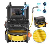 VEVOR Telecamera per Fognatura 70 m Telecamera per Scarichi Autolivellante, Trasmettitore 512 Hz Contatore di Distanza, Schermo 228,6 mm Telecamera Idraulica HD 1080P, Telecamera Fognaria, Luci-12 LED