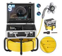 VEVOR Telecamera per Fognatura con Localizzatore 512 Hz 50 m Telecamera per Ispezione di Scarichi Autolivellante con Schermo HD 1080P 228,6 mm Zoom 36X, Telecamera Idraulica a Serpente con Luci-12 LED