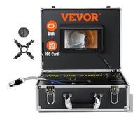 VEVOR Telecamera per Ispezione Tubi 50 m Endoscopio per Scarichi con Schermo da 7'', Funzione DVR, Impermeabile IP68, 12 LED Orientabili, Scheda SD 16 GB, Cavo Semirigido per Condutture, Fognature
