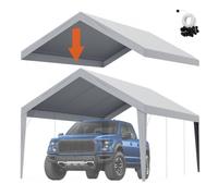 VEVOR Telo di ricambio per tenda da sole per posto auto coperto, telo per tenda da garage 20'x 12', protezione UV impermeabile, elastici a sfera, grigio (solo copertura superiore, telaio non incluso)