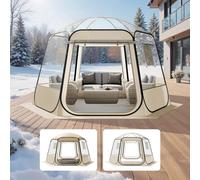 VEVOR Tenda a Cupola Pop-Up, 336 x 305 x 220 cm, Impermeabile e Resistente ai Raggi UV, Tenda da Campeggio Trasparente, con Finestre, Vista Panoramica a 540°, per 8 a 10 Persone, Patio, Cortile