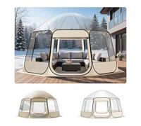 VEVOR Tenda a Cupola Pop-Up, 458 x 432 x 230 cm, Impermeabile e Resistente ai Raggi UV, Tenda da Campeggio Trasparente, con Finestre, Vista Panoramica a 540°, per 12 a 15 Persone, Patio, Cortile