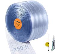 VEVOR Tenda a Strisce in Plastica 4572x20 cm, Tenda a Lamelle Trasparente, Striscia per Porte in Plastica nervata a Rullo Spessore 2 mm per Porte di Supermercato, Centri Commerciali, Garage
