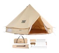 VEVOR Tenda Campana in Tela 4m Tenda da Campeggio per Famiglie Feste Attività all'Aperto con Foro per Stufa a Legna e Borse di Stoccaggio Capienza ca. 6 Persone, BBQ Esterno, Gruppi all'Aperto, Caccia