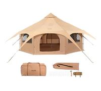 VEVOR Tenda Campana in Tela 5m Tenda da Campeggio per Famiglie Feste Attività all'Aperto con Foro per Stufa a Legna e Borse di Stoccaggio Capienza ca. 8 Persone, BBQ Esterno, Gruppi all'Aperto, Caccia
