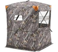VEVOR Tenda da Caccia, Tenda Termica per 2 a 3 Persone con Sedia a Tre Gambe Borsa per Il Trasporto, Mimetica Portatile, Riparo Nascosto Resistente con Porta e Finestra con Cerniera