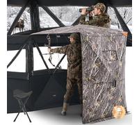 VEVOR Tenda da Caccia, Tenda Termica per 2 a 3 Persone con Sedia a Tre Gambe Borsa per Il Trasporto, Mimetica Portatile, Riparo Nascosto Resistente con Porta e Finestra con Cerniera