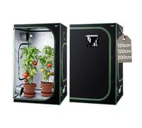 VEVOR Tenda da Coltivazione da Interno 120x120x120 cm, Tenda da Coltivazione per Piante Verdure Fiori da Interno, con Finestra di Osservazione, Vassoio da Pavimento, Cerniera, Mylar Riflettente