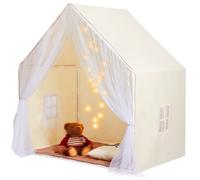 VEVOR Tenda da Gioco per Bambini 134 x 92 x 153 cm, Tenda Yurta per Bambini 1-5 Anni, con Tappetino e Lampada, Tenda per Interni ed Esterni, Beige