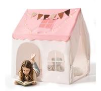 VEVOR Tenda da Gioco per Bambini con Struttura in PVC e Tappetino Imbottito | Colore Rosa, per Interni ed Esterni, con Luci a Forma di Stelle, Borsa per il Trasporto, Bandierina e Finestra Traspirante