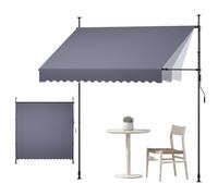 VEVOR Tenda da Sole Retrattile Manuale 250 cm per Esterni,Tendalino Parasole Retrattile, Altezza Regolabile, con Manovella Manuale, Colore Grigio Scuro, per Patio Cortile Giardino Balcone Terrazza