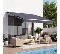 VEVOR Tenda da Sole Retrattile Manuale 250 x 200 cm per Esterni, Copertura Retrattile in Poliestere Impermeabile Colore Grigio, con Manovella Regolabile, per Negozio Terrazzo Vetrina Porta Finestra