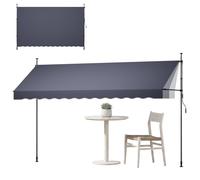 VEVOR Tenda da Sole Retrattile Manuale Misure 400 cm per Esterni, Copertura Parasole Protettiva, Colore Grigio Scuro, Altezza Regolabile, con Manovella, per Cortili Giardini Verande Ristoranti Bar