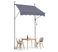 VEVOR Tenda da Terra Retrattile 150 x 120 cm Tenda Manuale con Manovella, Altezza Regolabile 218-310 cm Tenda da Sole per Balcone Esterno Resistente ai Raggi UV, per Terrazza/Balcone/Cortile, Grigio