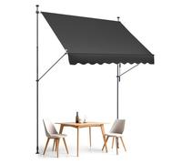 VEVOR Tenda da Terra Retrattile 250 x 120 cm Tenda Manuale con Manovella, Altezza Regolabile 218-310 cm Tenda da Sole per Balcone Esterno Resistente ai Raggi UV, per Terrazza/Balcone/Cortile, Nero
