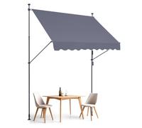 VEVOR Tenda da Terra Retrattile 250 x 120 cm Tenda Manuale con Manovella, Altezza Regolabile 218-310 cm Tenda da Sole per Balcone Esterno Resistente ai Raggi UV, per Terrazza/Balcone/Cortile, Grigio