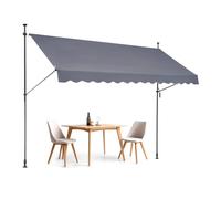VEVOR Tenda da Terra Retrattile 350 x 120 cm Tenda Manuale con Manovella, Altezza Regolabile 218-310 cm Tenda da Sole per Balcone Esterno Resistente ai Raggi UV, per Terrazza/Balcone/Cortile, Grigio