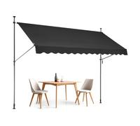 VEVOR Tenda da Terra Retrattile 350 x 120 cm Tenda Manuale con Manovella, Altezza Regolabile 218-310 cm Tenda da Sole per Balcone Esterno Resistente ai Raggi UV, per Terrazza/Balcone/Cortile, Nero