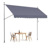 VEVOR Tenda da Terra Retrattile 400 x 120 cm Tenda Manuale con Manovella, Altezza Regolabile 218-310 cm Tenda da Sole per Balcone Esterno Resistente ai Raggi UV, per Terrazza/Balcone/Cortile, Grigio