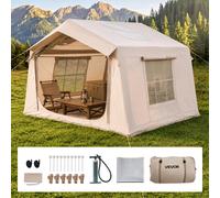 VEVOR Tenda Gonfiabile per Campeggio 2-4 Persone con Pompa Inclusa Colore Beige