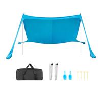 VEVOR Tenda parasole da spiaggia UPF50+ 3,4x3,4x2 m con ancoraggi e pali Blu