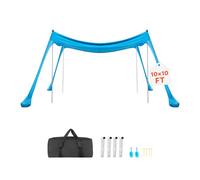 VEVOR Tenda Parasole Portatile da Spiaggia per Esterno Protezione Solare UPF 50+ 3 x 3 x 2 m, Parasole da Spiaggia con Pali di Supporto Ancoraggio Tenda Portatile per Campeggio Viaggio Pesca, Blu