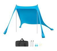 VEVOR Tenda Parasole Portatile da Spiaggia per Esterno Protezione Solare UPF50+ 2,3 x 2,3 x 2 m, Parasole da Spiaggia con Pali di Supporto Tenda Portatile per Campeggio Viaggio Pesca, Blu