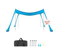 VEVOR Tenda Parasole Portatile da Spiaggia per Esterno Protezione Solare UPF 50+ 3 x 3 x 2 m, Parasole da Spiaggia con Pali di Supporto Ancoraggio Tenda Portatile per Campeggio Viaggio Pesca, Blu