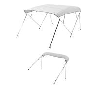 VEVOR Tendalino per Barca a 4 Archi, Parasole in Poliestere 600D con Telaio in Lega di Alluminio, Tettoia Parasole Impermeabile con Borsa Portaoggetti, Larghezza 185 a 198 cm Grigio Chiaro