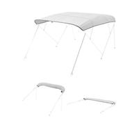 VEVOR Tendalino per Barca a 4 Archi, Parasole in Poliestere 600D con Telaio in Lega di Alluminio, Tettoia Parasole Impermeabile con Borsa Portaoggetti, Larghezza 241 a 262 cm Grigio Chiaro