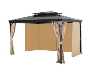 VEVOR Tende da Gazebo Impermeabili per Esterni, 282,5 x 342,5 x 221,5 cm, Tende per la Riservatezza con Parete Laterale a 4 Pannelli con Cerniere, Tende Parasole Universali, Solo Tende, Cachi