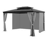 VEVOR Tende da Gazebo Impermeabili per Esterni, 283 x 340 x 203,5 cm, Tende per la Riservatezza con Parete Laterale a 4 Pannelli con Cerniere, Tende Parasole Universali, Solo Tende, Grigio