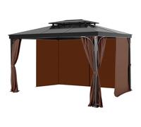 VEVOR Tende da Gazebo Impermeabili per Esterni, 344 x 344 x 213 cm, Tende per la Riservatezza con Parete Laterale a 4 Pannelli con Cerniere, Tende Parasole Universali, Solo Tende, Caffè