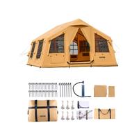 VEVOR Tende Gonfiabili per Campeggio, Tenda Gonfiabile per 8-12 Persone, Tenda Glamping per 4 Stagioni con Pompa, 2 Lucernari, Baldacchino, Presa Stufa, 2 Porte e Finestre a Rete Borsa Portaoggetti