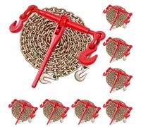 VEVOR Tenditore a Cricchetto con Catena di Ancoraggio G80 da 10 mm x 3 m, 8 pezzi, Carico max. 4173 kg, Ancoraggi per Catene di Trasporto, per Fissaggio di Carichi, Trasporto, Rimorchio
