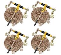 VEVOR Tenditore a Cricchetto con Catena di Ancoraggio G80 da 10 mm x 6,1 m, 4 pezzi, Carico max. 4173 kg, Ancoraggi per Catene di Trasporto, per Fissaggio di Carichi, Trasporto, Rimorchio