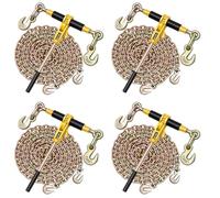 VEVOR Tenditore a Cricchetto con Catena di Ancoraggio G80 da 10 mm x 6,1 m, 4 pezzi, Carico max. 4173 kg, Ancoraggi per Catene di Trasporto, per Fissaggio di Carichi, Trasporto, Rimorchio