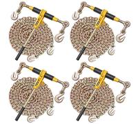 VEVOR Tenditore a Cricchetto con Catena di Ancoraggio G80 da 8 mm x 4,3 m, 4 pezzi, Carico max. 3629 kg, Ancoraggi per Catene di Trasporto, per Fissaggio di Carichi, Trasporto, Rimorchio