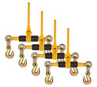 VEVOR Tenditore a cricchetto per catena di ancoraggio 6,3-8 mm, Carico di lavoro sicuro 1180 kg, 4 Pezzi, 2 ganci di presa, Elementi di fissaggio per catena di trasporto, Rimorchio, Camion a pianale