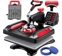 VEVOR termopressa 5 in 1 Macchina Digitale Intelligente per Pressa a Caldo 30x38 cm 220V 50Hz 1000W Stampa Calda Rossa